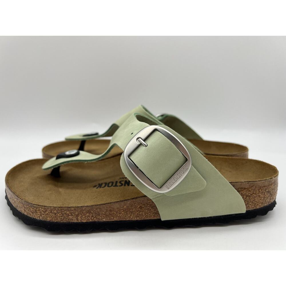 Birkenstock Gizeh Big Buckle Nubuck Leather Matcha Women's Size 9 New - Picture 2 of 16